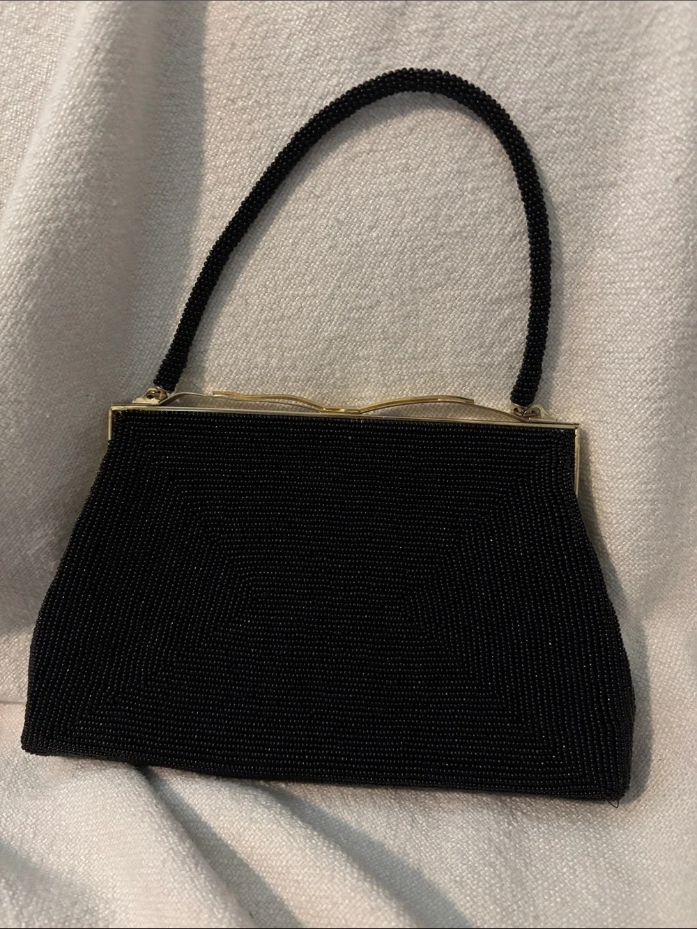 Vintage beaded black clutch